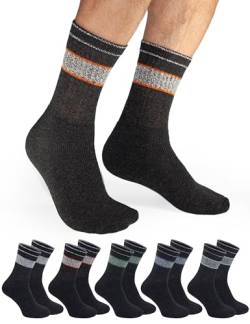 OCERA 10 Paar Sportsocken für Damen & Herren, Tennissocken mit verstärkter Ferse & Spitze, Arbeitssocken mit Komfortbund, in grau melliert mit buntem Streifen Gr.39-42 von OCERA