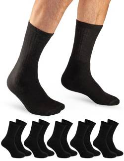 OCERA 10 Paar Sportsocken für Damen & Herren, Tennissocken mit verstärkter Ferse & Spitze, Arbeitssocken mit Komfortbund, in schwarz Gr. 39-42 von OCERA