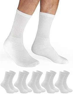 OCERA 10 Paar Sportsocken für Damen & Herren, Tennissocken mit verstärkter Ferse & Spitze, Arbeitssocken mit Komfortbund, in weiß Gr. 35-38 von OCERA