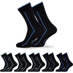 OCERA 10x schwarze Socken Unisex für Damen und Herren mit stylischen, modernen blau abgestuften Streifen in Gr. 47-50 von OCERA