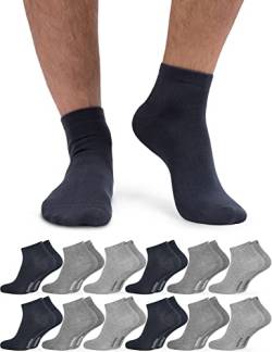 OCERA 12 Paar Bambus Kurzschaft-Socken (Unisex) für Damen und Herren in verschiedenen Farben - Grau-Mix 35/38 von OCERA