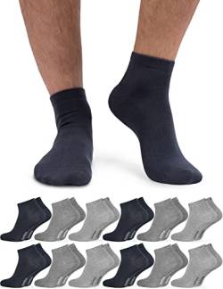 OCERA 12 Paar Bambus Kurzschaft-Socken (Unisex) für Damen und Herren in verschiedenen Farben - Grau-Mix 39/42 von OCERA