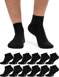 OCERA 12 Paar Bambus Kurzschaft-Socken (Unisex) für Damen und Herren in verschiedenen Farben - Schwarz 39/42 von OCERA