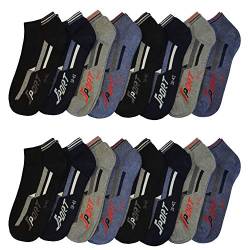 OCERA 16 Paar Sneaker Socken für Herren in verschiedenen Farben und Mustern Schwarz, Grau, Jeans & Marine Gr. 39/42 von OCERA
