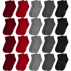 OCERA 20 Paar Kinder Kurzschaft Socken für Mädchen und Jungen - Rot-Grau-Mix 31/34 von OCERA