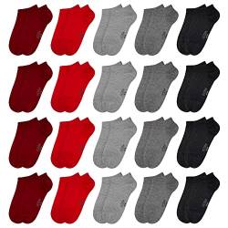 OCERA 20 Paar Kinder Sneaker Socken für Mädchen und Jungen - Rot-Grau-Mix 23/26 von OCERA