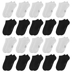 OCERA 20 Paar Kinder Sneaker Socken für Mädchen und Jungen - Schwarz-Weiß-Mix 35/38 von OCERA