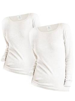 OCERA 2X Thermo Unterhemd für Damen, Warme Thermounterwäsche mit Baumwolle für den Winter - Creme - L von OCERA