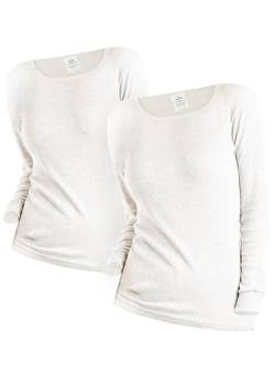 OCERA 2X Thermo Unterhemd für Damen, Warme Thermounterwäsche mit Baumwolle für den Winter - Creme - XL von OCERA