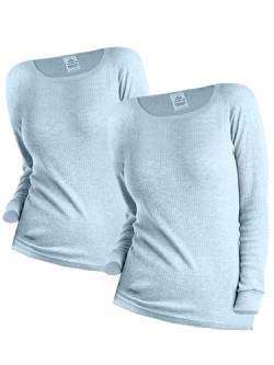 OCERA 2X Thermo Unterhemd für Damen, Warme Thermounterwäsche mit Baumwolle für den Winter - hellblau - M von OCERA
