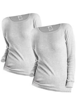 OCERA 2X Thermo Unterhemd für Damen, Warme Thermounterwäsche mit Baumwolle für den Winter - hellgrau - M von OCERA