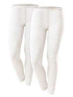 OCERA 2X Thermo Unterhose für Damen, Warme Thermounterwäsche mit Baumwolle für den Winter - Creme - L von OCERA