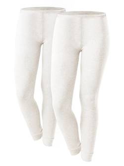 OCERA 2X Thermo Unterhose für Damen, Warme Thermounterwäsche mit Baumwolle für den Winter - Creme - S von OCERA