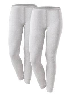 OCERA 2X Thermo Unterhose für Damen, Warme Thermounterwäsche mit Baumwolle für den Winter - hellgrau - L von OCERA