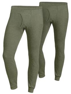 OCERA 2X Thermo Unterhose für Herren Thermounterwäsche Baumwolle - Olive - XL von OCERA