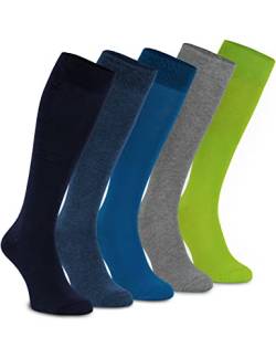 OCERA 5 Paar Kniestrümpfe für Damen & Herren (unisex) in Blau-Mix 47/50 von OCERA