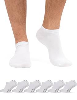 OCERA 6 Paar Bambus Sneaker Socken Unisex für Damen und Herren in verschiedenen Farben - Weiß 39/42 von OCERA