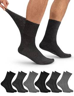 OCERA 6 Paar Diabetiker Crew Socken für Damen und Herren, ohne drückenden Gummibund Grau Mix Gr. 47-50 von OCERA