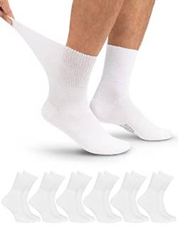 OCERA 6 Paar Diabetiker Crew Socken für Damen und Herren, ohne drückenden Gummibund Weiss Gr. 43-46 von OCERA