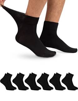 OCERA 6 Paar Diabetiker Kurzschaft Socken für Damen und Herren, ohne drückenden Gummibund Schwarz Gr. 39-42 von OCERA