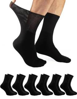 OCERA 6 Paar Thermo Diabetiker Socken für Damen und Herren, ohne drückenden Gummibund in schwarz Gr. 39-42 von OCERA