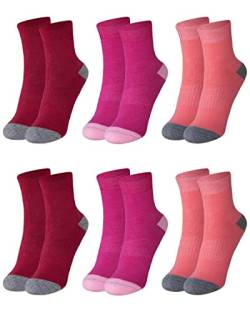 OCERA 6 Paar Thermo Socken für Kinder im Farbmix -Pink/Bordeaux/Lachs 27/30 von OCERA