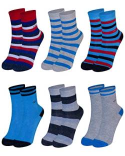 OCERA 6 Paar Thermo Socken für Kinder im Farbmix - Ringel-Blautöne 35/38 von OCERA