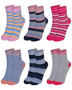 OCERA 6 Paar Thermo Socken für Kinder im Farbmix - Ringel-Pinktöne 23/26 von OCERA