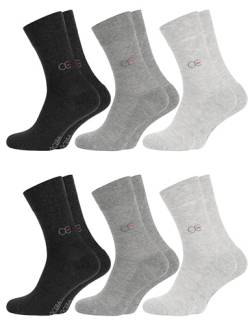 OCERA 6 Paar Wellness Gesundheits Socken mit Frotteesohle für Damen und Herren, Nahtfreie Spitze, Venenfreundlicher Komfortbund, in Grautönen Gr. 35-38 von OCERA