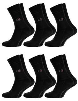 OCERA 6 Paar Wellness Gesundheits Socken mit Frotteesohle für Damen und Herren, Nahtfreie Spitze, Venenfreundlicher Komfortbund, in Schwarz Gr. 39-42 von OCERA