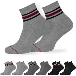 OCERA Active Premium Retro Sport und Freizeit Kurzschaft Socken für Damen & Herren,6 Paar Tennissocken mit weicher Frottee Sohle mit Farbstreifen grau 39-42 von OCERA