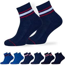 OCERA Active Premium Retro Sport und Freizeit Kurzschaft Socken für Damen & Herren,6 Paar Tennissocken mit weicher Frottee Sohle mit Farbstreifen marine 43-46 von OCERA