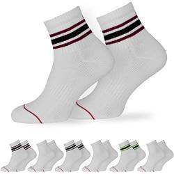 OCERA Active Premium Retro Sport und Freizeit Kurzschaft Socken für Damen & Herren,6 Paar Tennissocken mit weicher Frottee Sohle mit Farbstreifen weiss 39-42 von OCERA