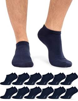 OCERA BAMBUS Sneaker Socken Damen & Herren Sneaker Socken - 12 Paar - Atmungsaktive Sneakersocken aus Bambusfasern - Geruchshemmende Anti Schweiß Socken Sneaker - Blau 47/50 von OCERA