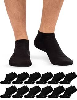 OCERA BAMBUS Sneaker Socken Damen & Herren Sneaker Socken - 12 Paar - Atmungsaktive Sneakersocken aus Bambusfasern - Geruchshemmende Anti Schweiß Socken Sneaker - Schwarz 39/42 von OCERA