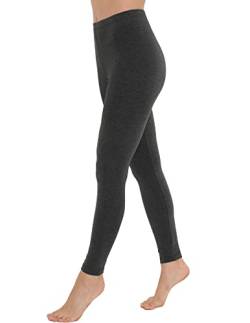 OCERA Damen Lange Leggings aus atmungsaktiver Baumwolle mit hoher Taille, ÖKO-TEX Standard 100 Zertifiziert, Anthrazit - XL von OCERA