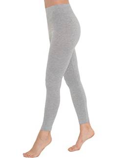 OCERA Damen Lange Leggings aus atmungsaktiver Baumwolle mit hoher Taille, ÖKO-TEX Standard 100 Zertifiziert, Grau - XXL von OCERA