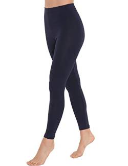 OCERA Damen Lange Leggings aus atmungsaktiver Baumwolle mit hoher Taille, ÖKO-TEX Standard 100 Zertifiziert, Marineblau - L von OCERA