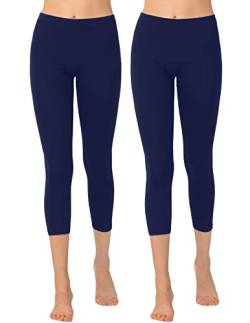 OCERA Damen Leggings 3/4 Lang (Capri) aus atmungsaktiver Viskose Dunkelblau Gr. M (40/42) 2er Pack von OCERA