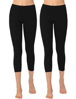 OCERA Damen Leggings 3/4 Lang (Capri) aus atmungsaktiver Viskose Schwarz Gr. XL (48/50) 2er Pack von OCERA