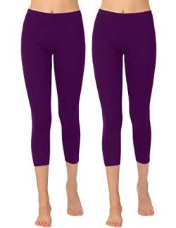 OCERA Damen Leggings 3/4 Lang (Capri) aus atmungsaktiver Viskose Violett Gr. 2XL (52/54) 2er Pack von OCERA