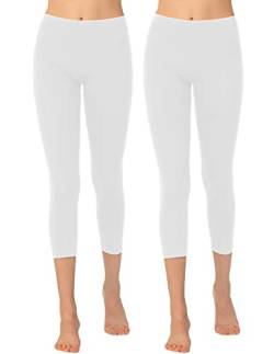 OCERA Damen Leggings 3/4 Lang (Capri) aus atmungsaktiver Viskose Weiss Gr. 2XL (52/54) 2er Pack von OCERA