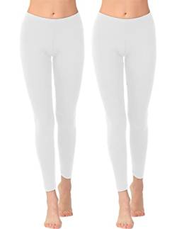 OCERA Damen Leggings Lang aus atmungsaktiver Viskose Weiss Gr. M (40/42) 2er Pack von OCERA