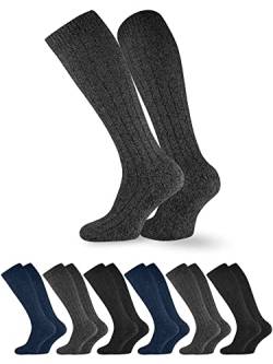 OCERA NORWEGER Kniestrümpfe für Damen & Herren, 6 paar warme Winterstrümpfe aus Wolle mit weicher Plüschsohle im Fabrmix (Jeans, Schwarz, Grau) 35/38 von OCERA