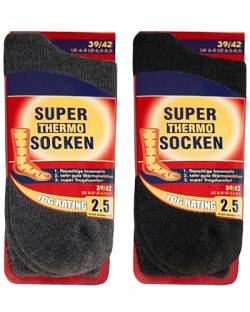 OCERA SUPER THERMO Socken für Herren und Damen, 2 Paar Ultra Warme Wintersocken mit flauschigem Innenfutter, TOG Vollplüsch, Extrem Heat, Schwarz + Grau mix - 35/38 von OCERA