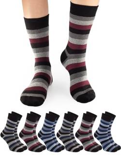 OCERA THERMO Socken für Damen & Herren, 6 Paar Vollfrottee Wintersocken mit wamen Innenfutter, mit Ringeln Muster, Gr. 39-42 von OCERA