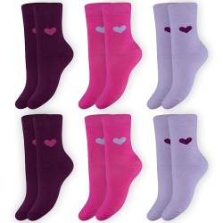 OCERA Thermo Socken (6er Pack) mit Herzmuster für Damen beerefarben Größe 35-38 von OCERA