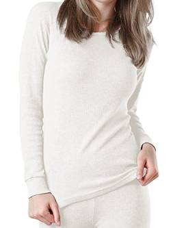 OCERA Thermo Unterhemd für Damen, Warme Thermounterwäsche aus Baumwolle für den Winter - Creme - XL von OCERA