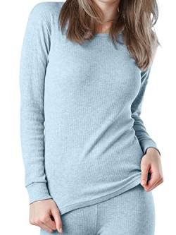 OCERA Thermo Unterhemd für Damen, Warme Thermounterwäsche aus Baumwolle für den Winter - hellblau - L von OCERA