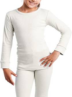 OCERA Thermo Unterhemd für Kinder, Warme Thermounterwäsche aus Baumwolle für den Winter-creme-122/128 von OCERA